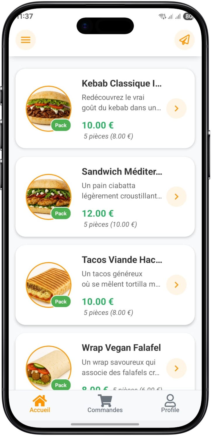 Menu des restaurants